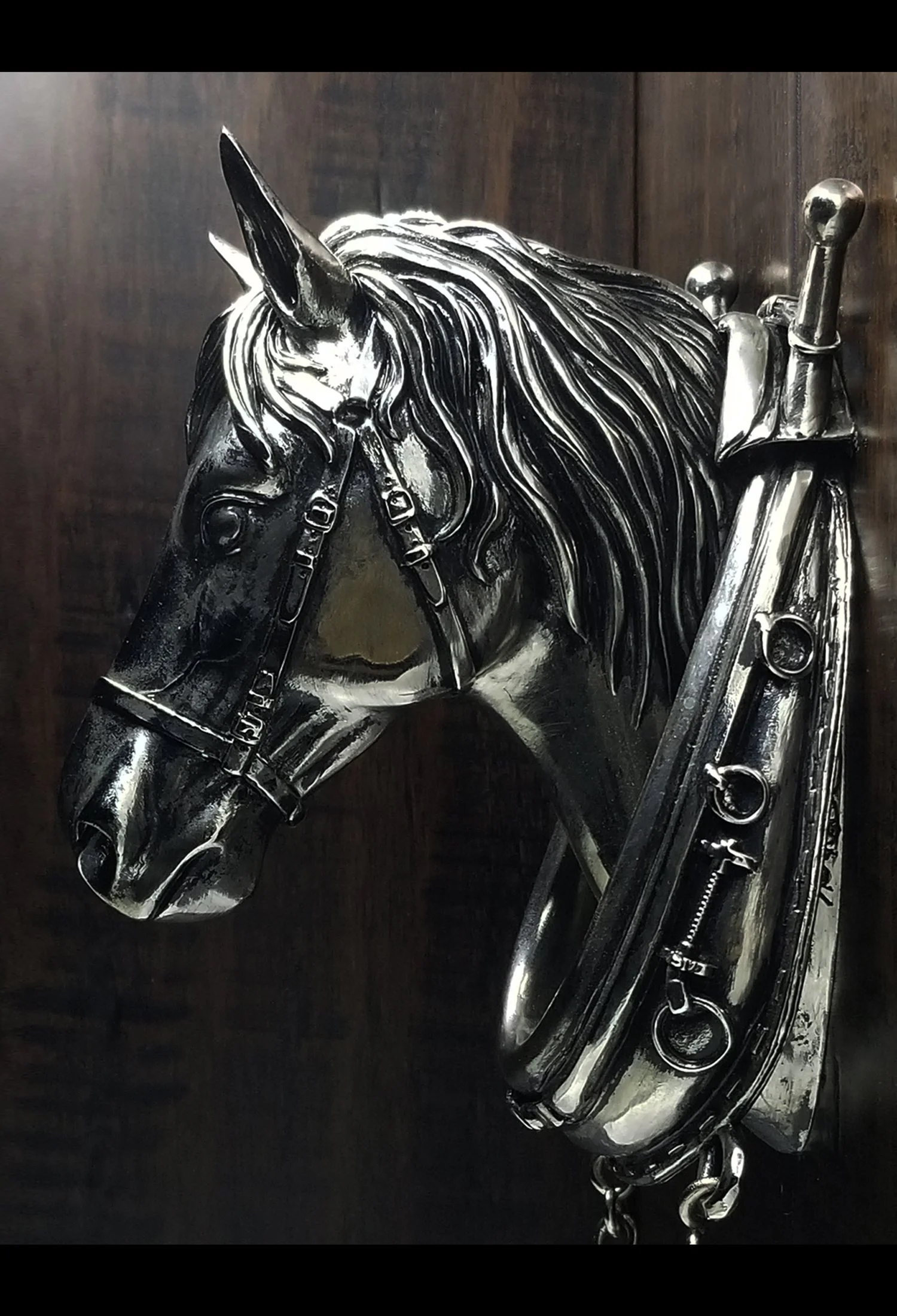 Satin Nickel Plated Horse Head Door Knocker — Karl Deen Sculpture